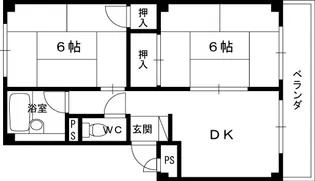 第1パークサイドハイツ【302号室】の間取り