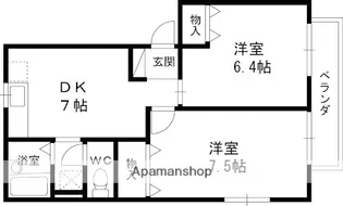 リヴィエール・シャン西禁野【1階】の間取り