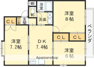 シャルム山栄【203号室】の間取り