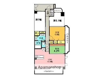 ユニハイム鶴見緑地【1006号室】の間取り