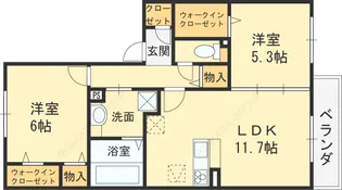 コーポラスツツミ E棟【1階】の間取り