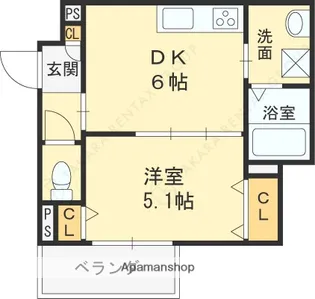 クリエオーレ東中浜【2階】の間取り