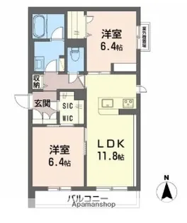 シャーメゾン アグレアーブル【3階】の間取り