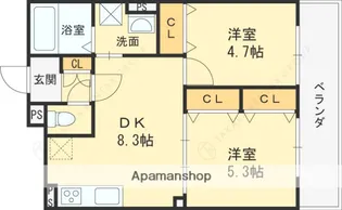 ラモーナ北条Ⅲ【3階】の間取り