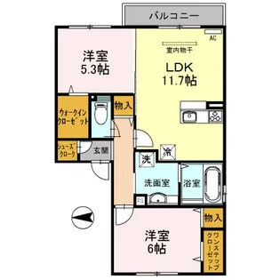 コーポラスツツミ E棟【2階】の間取り