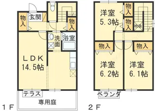 大阪府大阪市城東区放出西2丁目【テラスハウス】の間取り