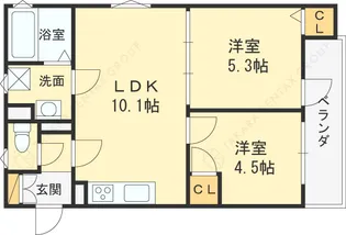 クリエオーレ南津の辺町【2階】の間取り