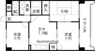 鶴見緑地ハイツ弐番館【6階】の間取り