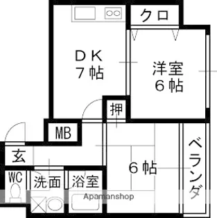 カスカード新田Ⅱ【5E号室】の間取り
