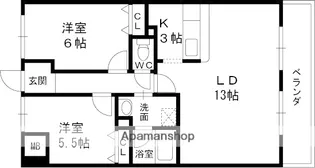グランドール福川Ⅱ【6階】の間取り