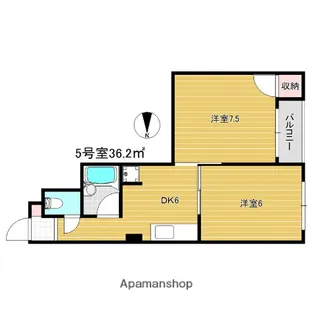 ハイツ浮田【6階】の間取り