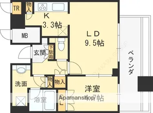 ジオタワー天六【15階】の間取り