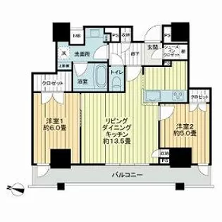 アデニウムタワー梅田【15階】の間取り