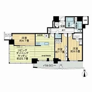 大阪ひびきの街 ザ・サンクタスタワー【17階】の間取り