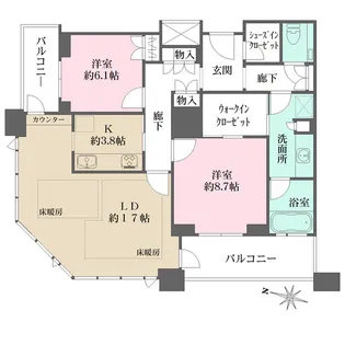 2LDKの間取り画像