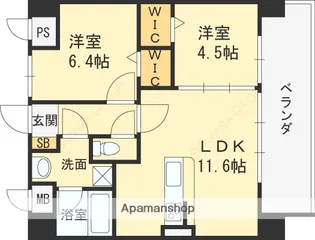 ブリエ ウメキタ【6階】の間取り