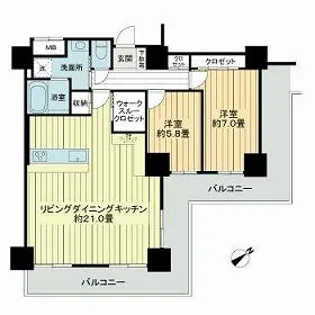 キングマンション堂島川【16階】の間取り