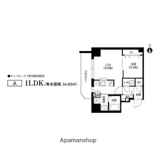 パークフラッツ野田阪神駅前【0601号室】の間取り