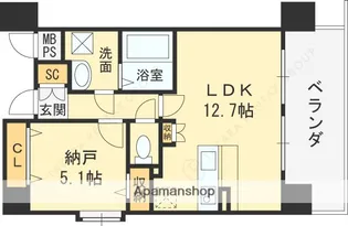 スプランディッド中之島WEST【705号室】の間取り