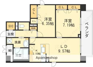 フラットレモン【401号室】の間取り