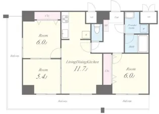 トレヴァンス梅田【11階】の間取り