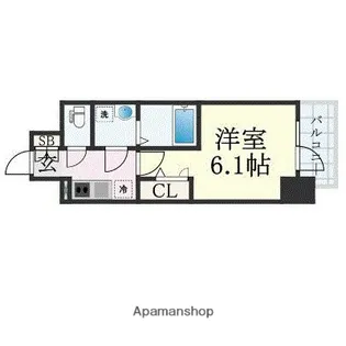 エスリード弁天町ルシェンテ【9階】の間取り