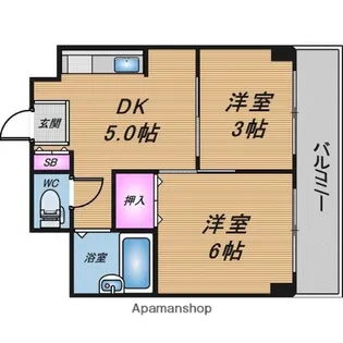 シャトー波除【202号室】の間取り