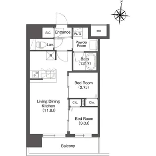 コンフォリア・リヴ新大阪西宮原ソルテラス【0712号室】の間取り