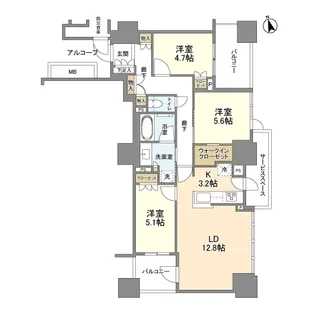 プラウドタワー梅田豊崎【4階】の間取り