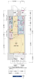プレサンス大阪同心メゾヴィータ【0801号室】の間取り
