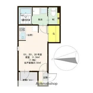 ハーモニーテラス 大阪森ノ宮【3階】の間取り