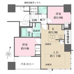 ザ・パークハウス大阪梅田タワー【4階】の間取り