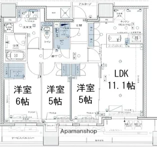 シエリアタワー中之島【35階】の間取り