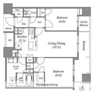シエリアタワー中之島【37階】の間取り