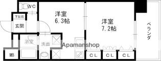 レジュールアッシュ福島【406号室】の間取り