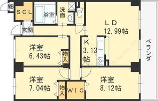 エスヴェール北梅田【1402号室】の間取り
