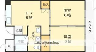シャンポール東大阪【610号室】の間取り