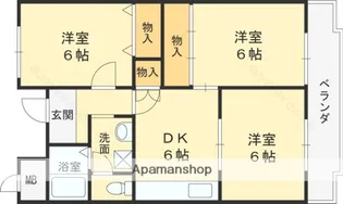 シャンポール東大阪【616号室】の間取り