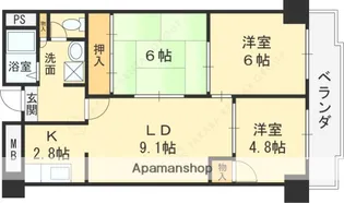オーバン石切【104号室】の間取り