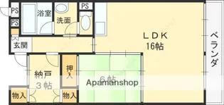 グランドハイツ八尾【407号室】の間取り