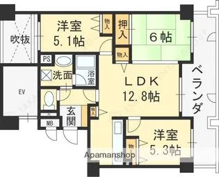 イトーピア新石切【5階】の間取り
