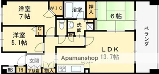 リバーガーデン東大阪【808号室】の間取り