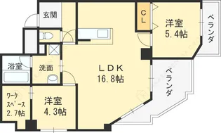 パークノヴァ夙川【3階】の間取り
