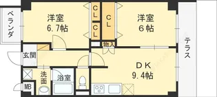 ウィステリア古箕輪【105号室】の間取り