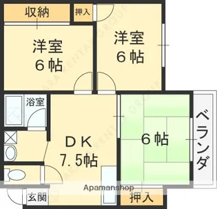 フリーディオ石切【1階】の間取り