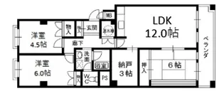 香枦園グリーンコーポ【2階】の間取り