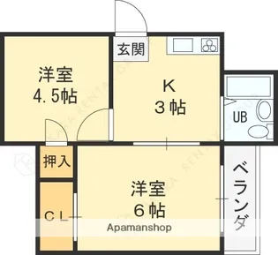 大宝八戸ノ里マンション【3階】の間取り