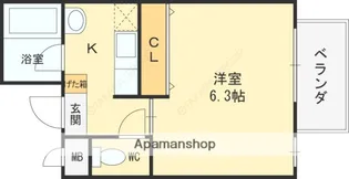 カーサ デル ソーレ【102号室】の間取り