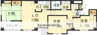 兵庫県芦屋市松ノ内町【マンション】の間取り