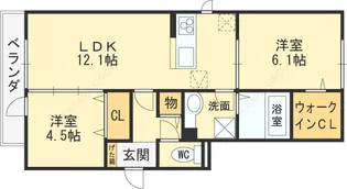 クローバー友井【1階】の間取り